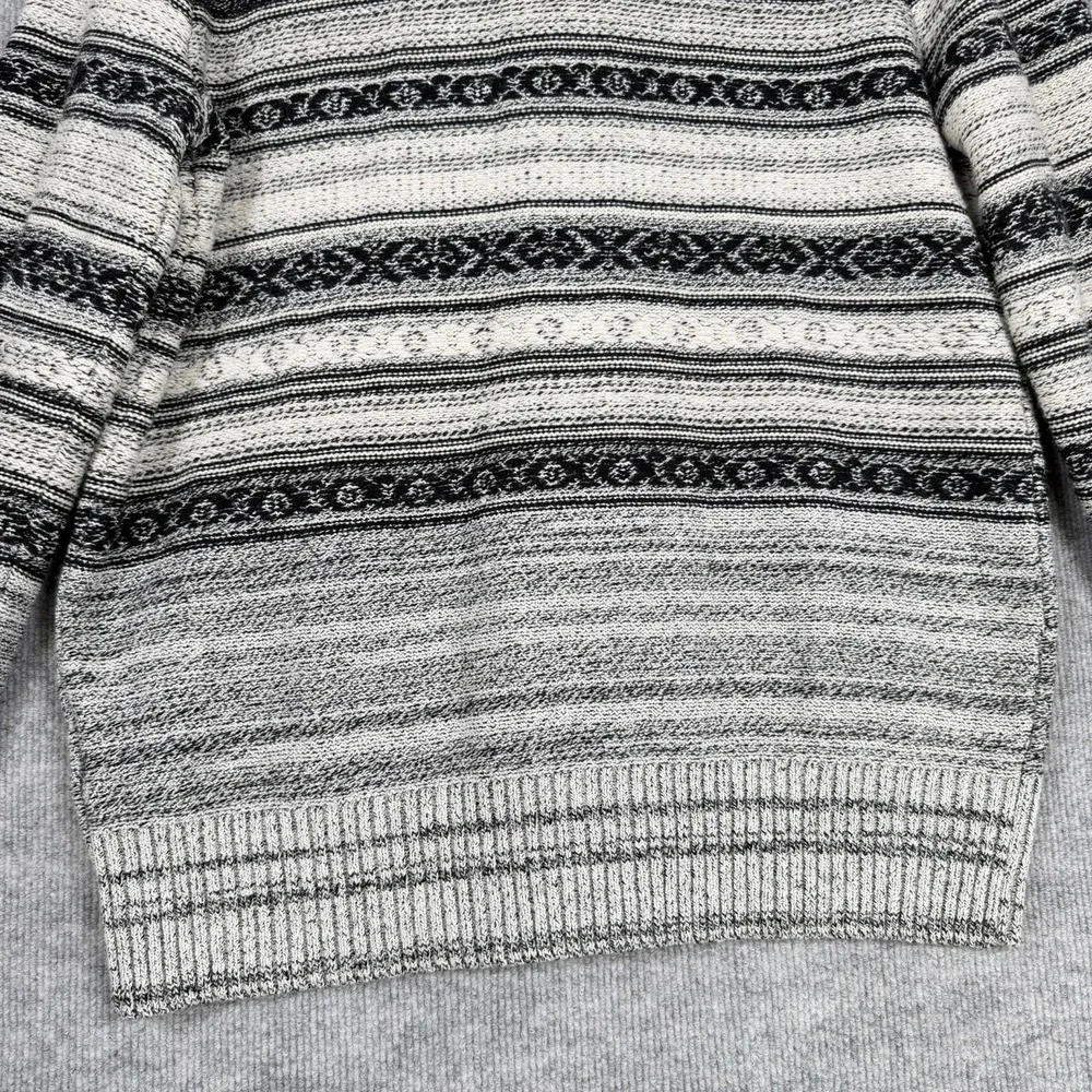 Banana Republic Size-L Mens Cardigan Collar Sweater Gray Merino Wool Tribal